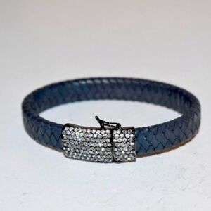 Brighton leather rhinestone Bracelet magnetic clasp 7”